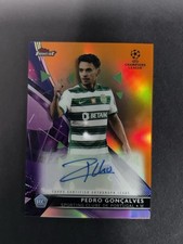 2021-22 Topps Finest UCL Pedro Goncalves Auto Orange /25 Rookie Card. rookie card picture