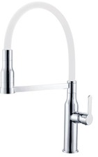 Grifo Monomando Fregadero Extraible Curvo Luna cromo/blanco. 49cm(alto) 21.5cm(l