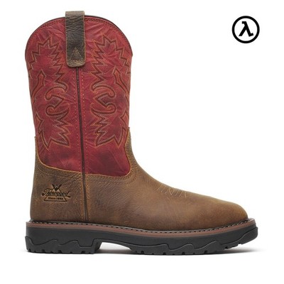 THOROGOOD BUFFALO RIDGE WP 11  BROWN/SCARLET NANO SQ TOE BOOTS 804-4341 - NEW