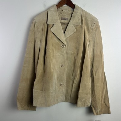 I.E. Woman Tan Brown Suede Leather Jacket Coat Womens Plus size 3X Y2K NWT