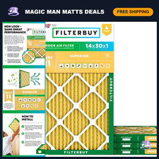 14x30x1 Air Filter MERV 11 for Pets Allergies - 4-Pack High Efficiency
