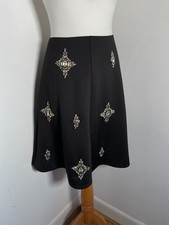 Ted Baker diamante A line skirt Size 2 UK 10 black knee length crystal Samya