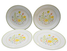 Corelle Meadow Dinner Plates Set of 4 Yellow Pink Blue Flowers