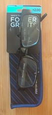 Reading Glasses Foster Grant SLOAN BLU +2.00 With Blue Striped Soft Case