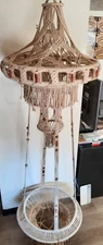 Vintage 70's HUGE Macrame Hanging Table & Plant Hanger Retro Boho Decor 96"x24"