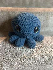 Handmade Crochet Blue Octopus Stuffed Animal Plush Toy 10