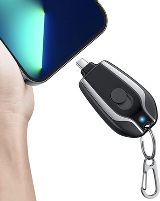 EMNT Keychain Portable Charger for USB C, 2000mAh Mini Power Emergency Pod,Small