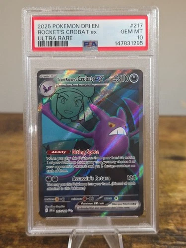 PSA 10 TEAM ROCKET'S CROBAT EX 217/182 - DESTINED RIVALS ULTRA RARE - GEM MINT