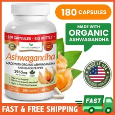 ✅ Organic Ashwagandha with Black Pepper - 180 Capsules For Daily Stress & Mood