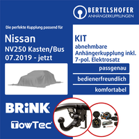 FüR Nissan NV250 Kasten/Bus Typ X61 07.2019-Jetzt AHK Abn. +7Pol Spez E-Satz TOP