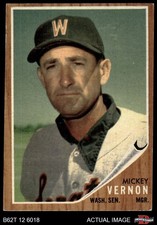 1962 Topps #152 Mickey Vernon GRN Senators MANAGER RARE VARIATION 2 - GOOD
