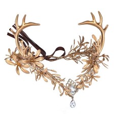 Gold Fairy Antler Crown - Woodland Flower Headpiece Elf Forest Cieclet Elven ...