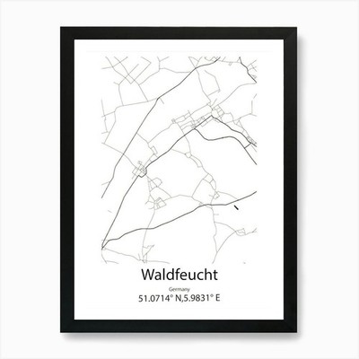 Waldfeucht,Germany Minimalist Map A Framed Wall Art Poster Canvas Print Picture