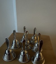 x Silver Mini Hand Held Service/Reception Bells - 7x4cm