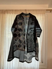 Steve Sells Studio Sheer Black Striped Duster Jacket – Artwear, Size M/L