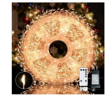 Dailyart Fairy Lights Plug in, 3000 Led Cluster Lights with Timer 195Ft Gold