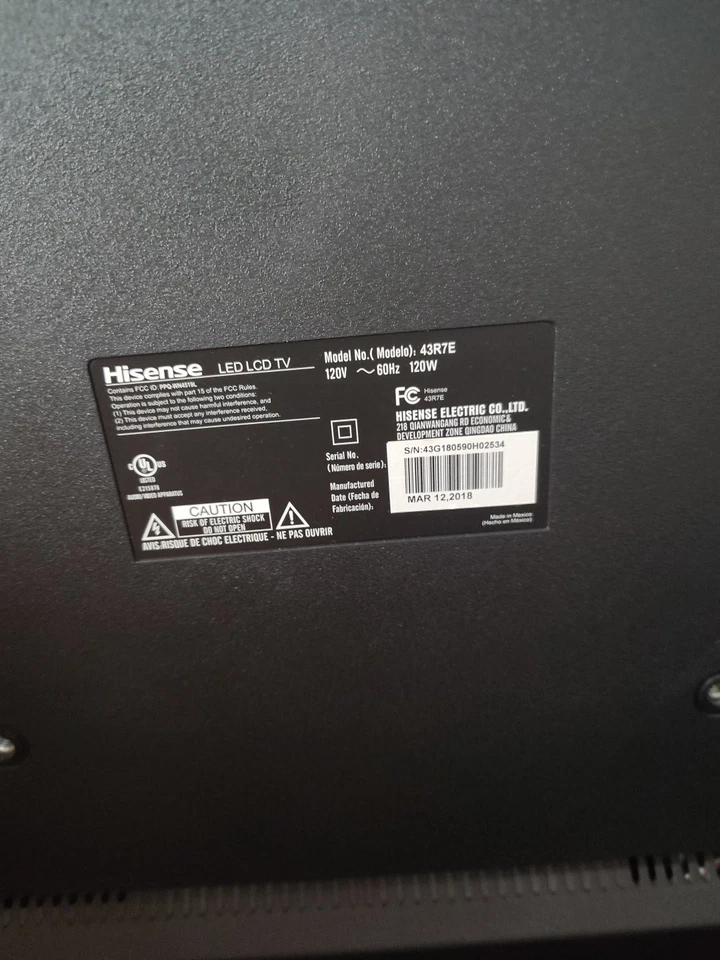 Hisense 43" TV Roku LCD LED 4K Television 60hz Smart No Remote No Stand #43R7E - Image 3 of 4