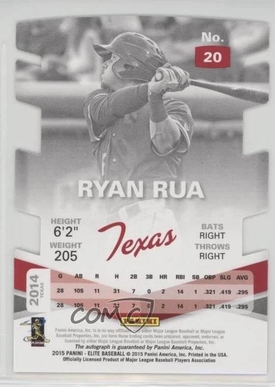 2015 Panini Elite Signatures Status Purple Die-Cut /99 Ryan Rua Rookie Auto RC - Image 2 of 2