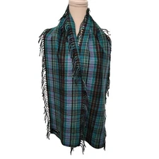 CASHMINK V. FRAAS Scarf Unisex Made in Germany Plaid Fringe Double Side Fringe