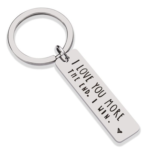 I Love You More The End I Win Stainless Steel Key Chain Letter Keychain Gift AU - Picture 3 of 12