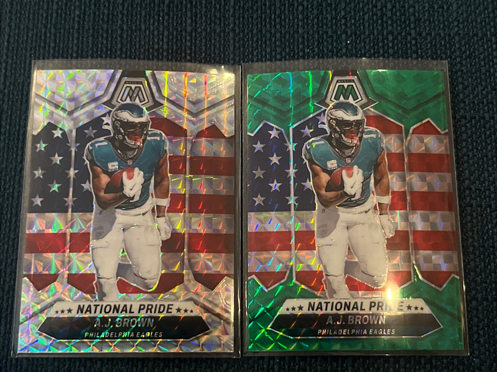 2024 Panini Mosaic - National Pride Silver & Green Mosaic #265 A.J. Brown Eagles