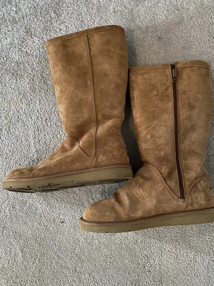 UGG AUSTRALIA LONG TALL ZIP BOOTS TAN SIZE 8.5 eBay