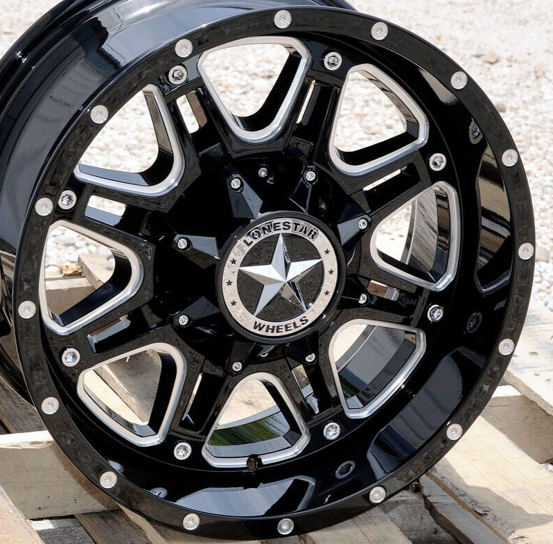 18" Black & Milled Lonestar Offroad Outlaw Wheels 18x9 8x170