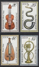 NRD Niemcy Wschodnie 1979 ** Mi.2445/48 Instrumenty muzyczne Muzeum instrumentów muzycznych