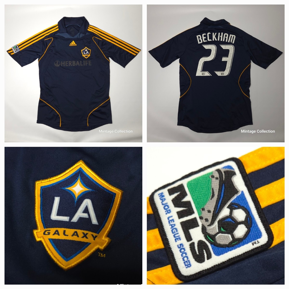 VINTAGE ADIDAS MLS LA GALAXY HERBALIFE DAVID BECKHAM #23