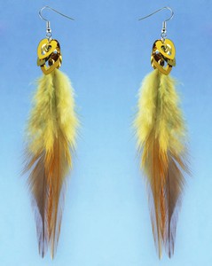 F3516-fashion-yellow-Feather-love-heart-dangle-chandelier-earrings-jewelry-Hot