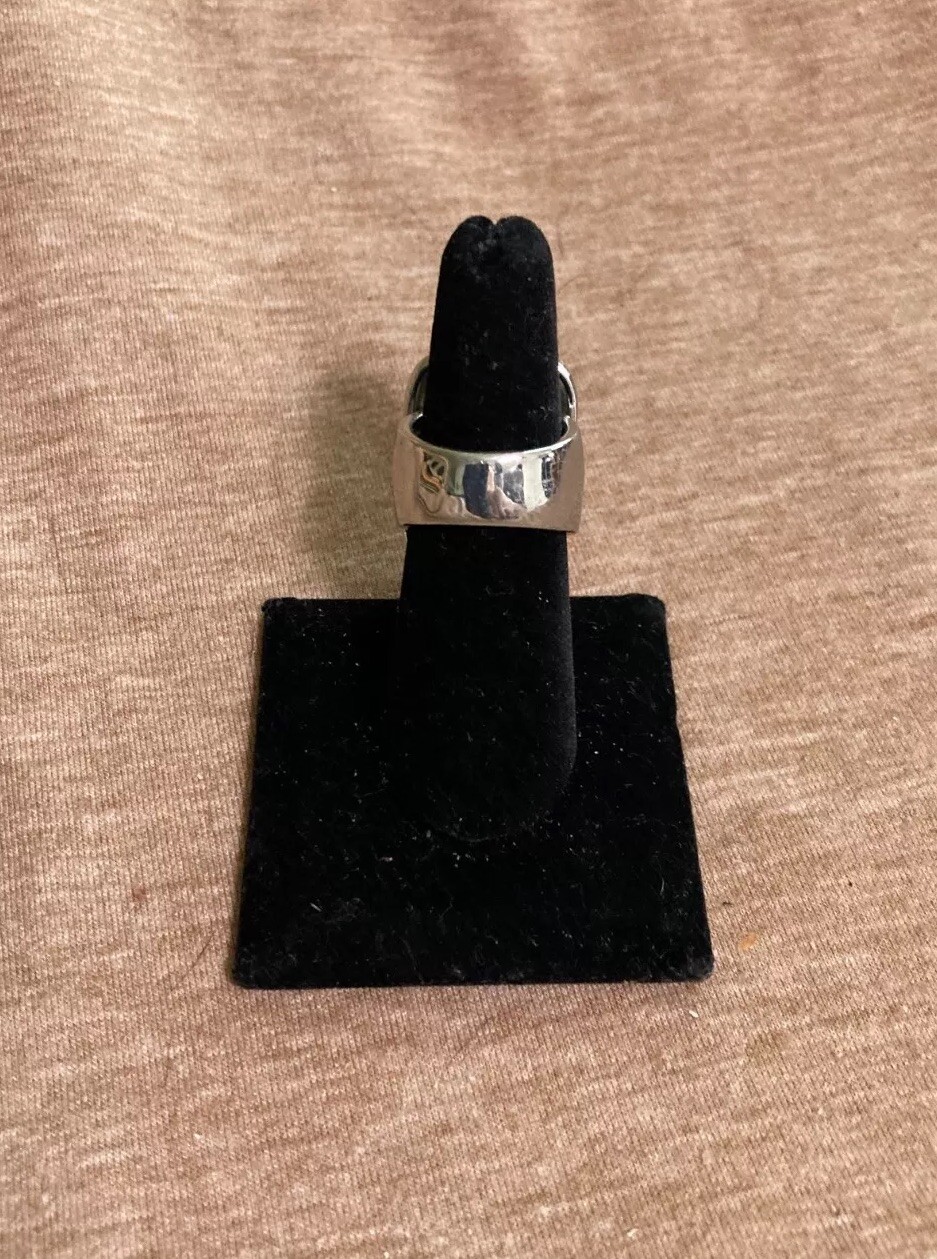 Chico’s Ring Silver Tone Rectangular Crown Blue S… - image 4