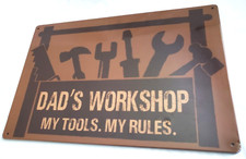 Dad's Workshop My Tools My Rules Metal Sign Man Cave Garage