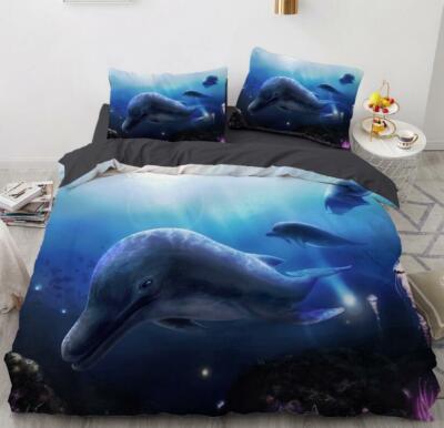3D Dolphin Eye ZHUA895 Bed Pillowcases Quilt Duvet Cover Set Queen King Zoe
