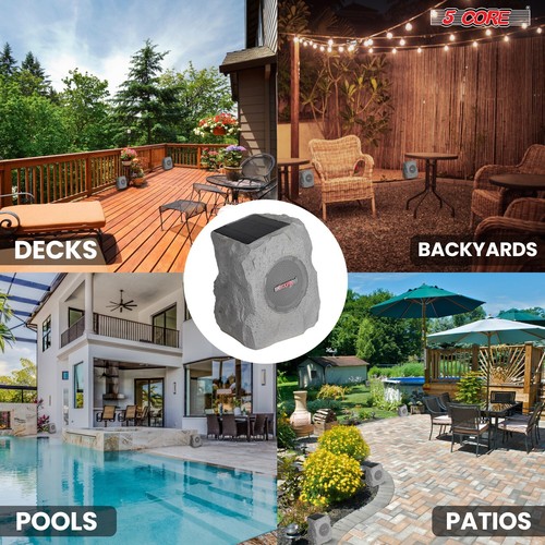 5-Core Rock Lautsprecher Paar Bluetooth Outdoor Wasserdicht Solar Garten Pool Lautsprecher - Bild 42 von 43