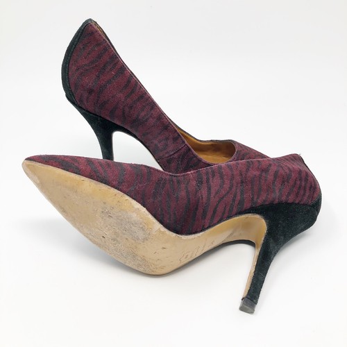 Isabel Marant Women’s Size 36/ US 5.5-6 Wine Color Zebra Print Suede Pumps - Picture 5 of 11