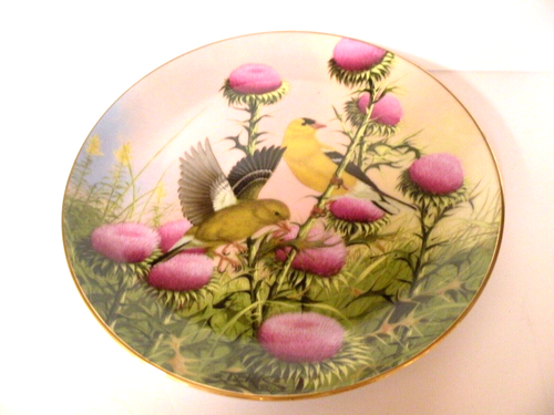 1989 "EARLY ARRIVALS" PLATE GOLDFINCH BIRDS 2ND PL MY BACKYARD WILDERNESS COLL.