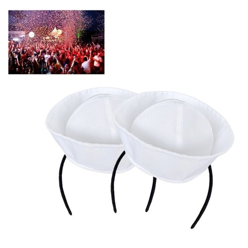 Adults Captain Hat with Hair Hoop White Hat Dress-up Theme Party - Picture 2 of 9
