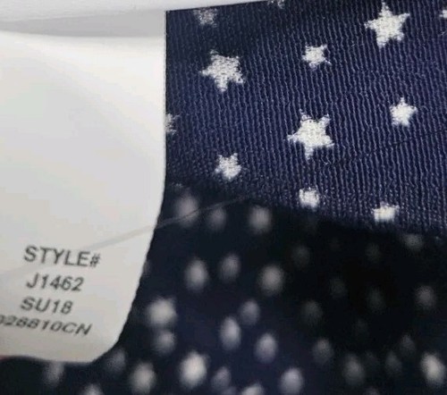 J Crew geknöpftes Schößentop blauer Sterndruck J1462 Viskose Damen Größe 14 neu mit Etikett - Bild 10 von 11