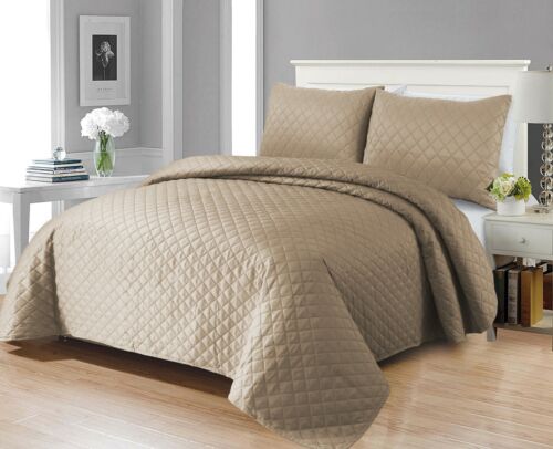 Luxus geprägte gesteppte Bettwäsche Sofa Überwurf & Kissenbezug Doppel Kingsize Bett Set - Bild 45 von 61