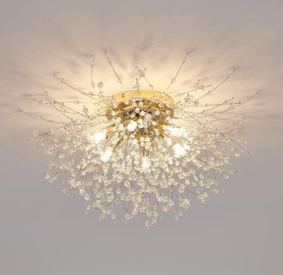 Candelabro Lampara De Araña Techo Modernos Luces Fuegos Cristal Dorado Para Sala