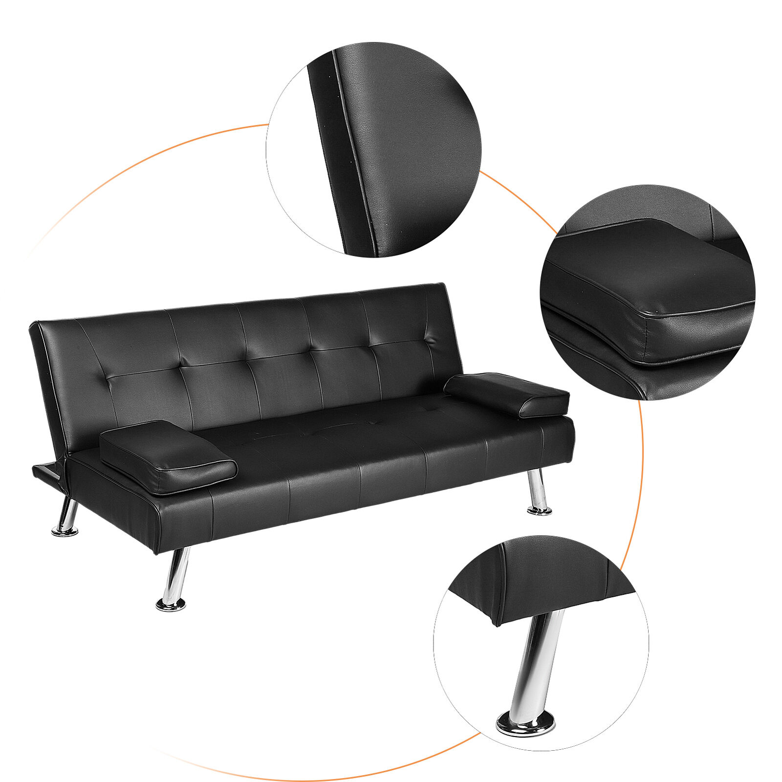 VEGGº SOFA BED Faux Leather Black Sofa Bed recliner 3 Seater Luxury/Budget Modest click clack 19 Sofa Bed Faux Leather Black Sofa Bed Recliner 3 Seater Luxury/Budget Modest UK