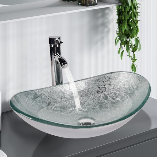 ELECWISH Fregadero de Baño Vidrio Templado Moderno Artístico Lavabo Cuenco Contador - Imagen 19 de 45