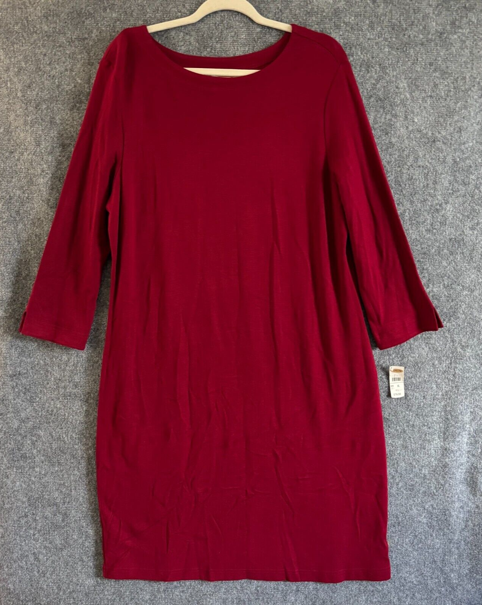 NEW Talbots Dress Women's XL Burgundy Shift 3/4 Sleeve Knit Knee Length  Pullover | eBay