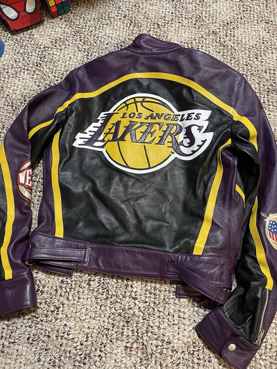 NBA Los Angeles Lakers Jeff Hamilton Motorcycle Leather Jacket Sz