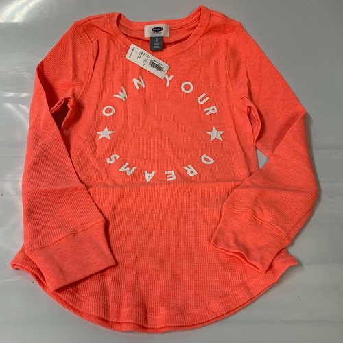 Old Navy kids Girls Size 8 Medium Long Sleeve Waffle T-Shirt Orange logo (3944) - Picture 4 of 8