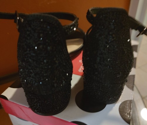 Girl elegant sparkly black sandals with heel size 3 - 第 3/4 張圖片