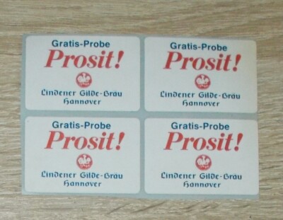 Old sticker | sticker Lindener Gilde-Bräu Hanover-prosit 4 pieces