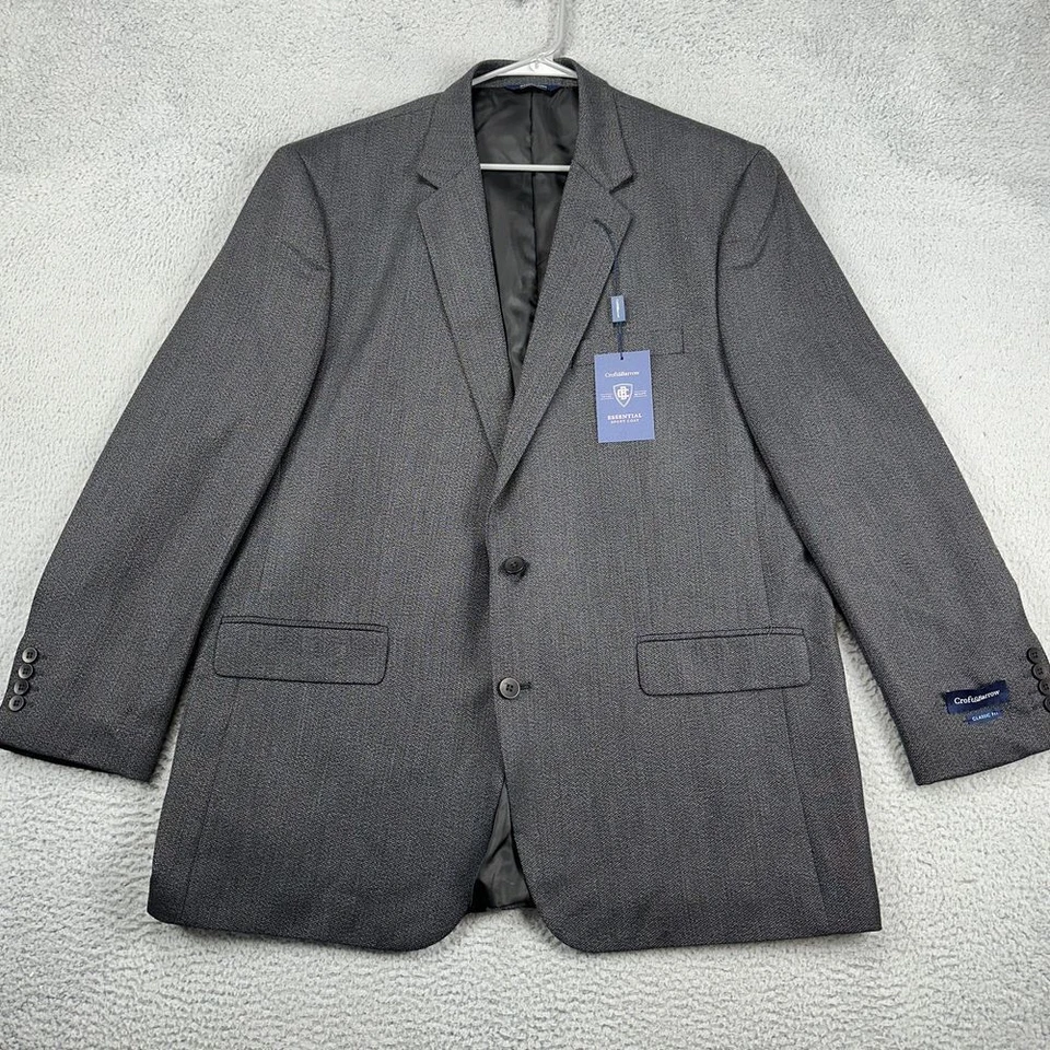 Blazer Croft Barrow Para Hombres 48L Largo Gris Abrigo Deportivo Calce Clásico NUEVO Foto 3 de 4