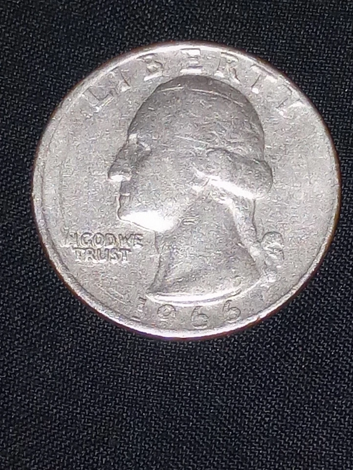 1966 Liberty Quarter Dollar US Coin No Mint Mark Rare Good Condition Mint error - Image 2 of 4