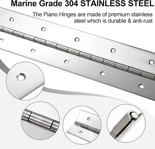6pcs 304 Stainless Steel Piano Hinge Cabinet Continuous Hinges 600mm with Screw - Picture 7 of 8